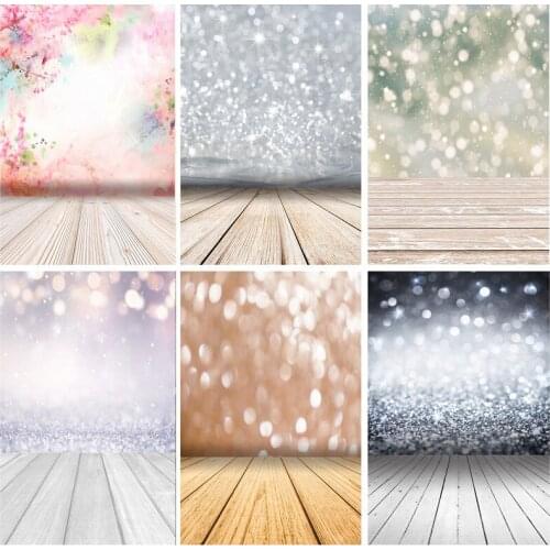 SHENGYONGBAO Light Spot Bokeh Glitter Wooden Floor Portrait Photography Backdrops Props Photo Studio Backgrounds 21222 LX-07