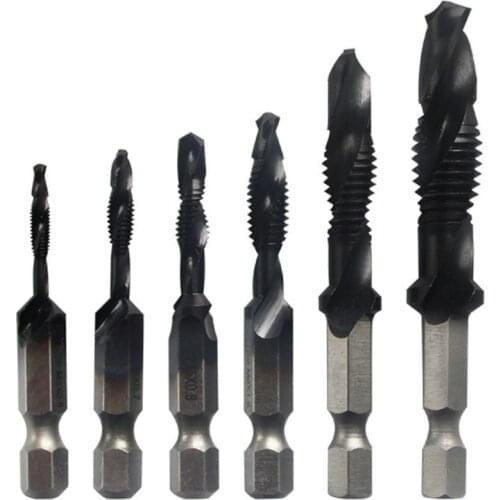 Hex Thread Spiral Screw Composite Tap Drill Bit M3-M10 High Hardness HSS Rustproof Hole Saw Carbide Drilling Tip Durable