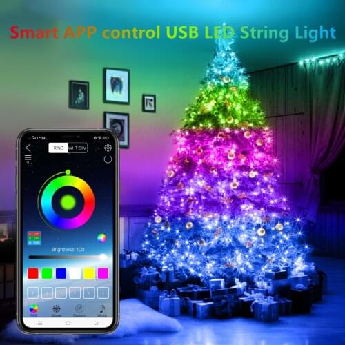 Smart Fairy Lights Christmas Tree Decorations LED String Lights USB Garland Curtain Lamp 5V Holiday Lighting APP Remote Control