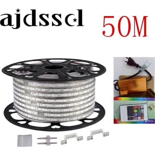 220V 110V LED Strip 5050 50m 100m IP67 Waterproof RGB Dual Color Rope lighting for outdoor with RF Remote controller by DHL