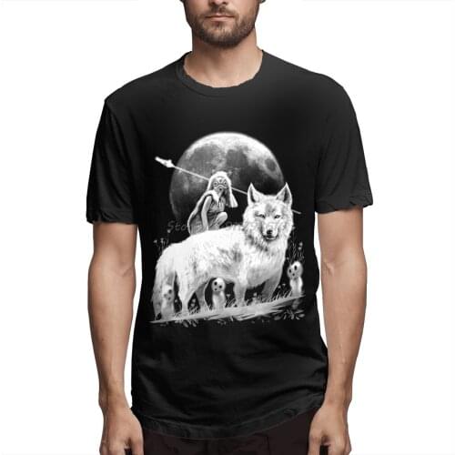 The Wolf Princess Mononoke T Shirt Plus Size Men Cotton Tees Streetwear Harajuku