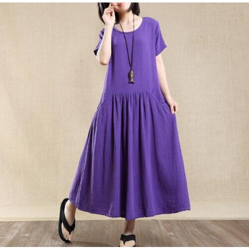 2020 Autumn women cotton linen short sleeve dress,comfortable loose casual cotton dresses,plus size S-6XL GIRL cute dresses