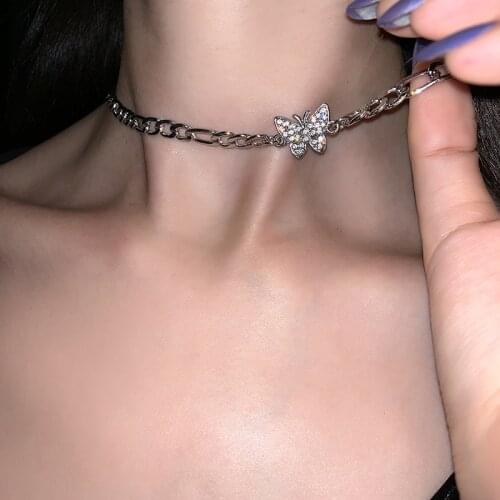 2020 New Design Geometric Circle Clavicle Chain Necklace For Women Party Jewelry Gifts Wholesale Butterfly Zircon Neck Bijoux