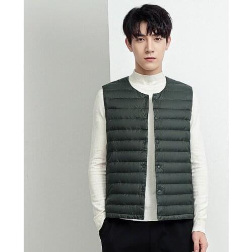 Winter Seamless Down Vest Men Variable Collar Ultra Light 90% White Duck Down Thermal SleeveLess Jackets Warm Mens Clothing
