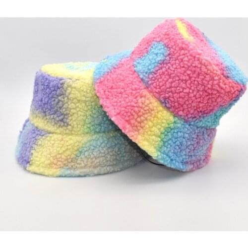 2021 Winter Spring Thick Warm Soft Lamb Wool Women Bucket Hat Solid Color Female Ladies Flat Top Hat Winter Beanie Bonnet