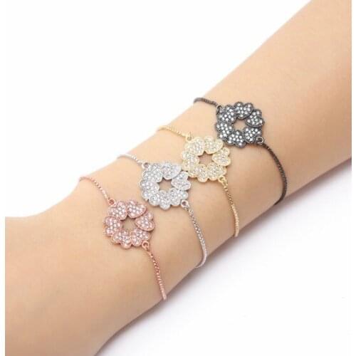 Gold silver Chain bracelet micro pave cz rope Cubic Zirconia bracelet adjusted Macrame jug543 love heart Bracelet Bangle gift