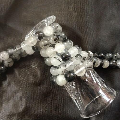 1 Strand/Pack Natural Black Hair Quartz Crystal Bead Loose Strands Semi-precious Stone Jewelry Beads