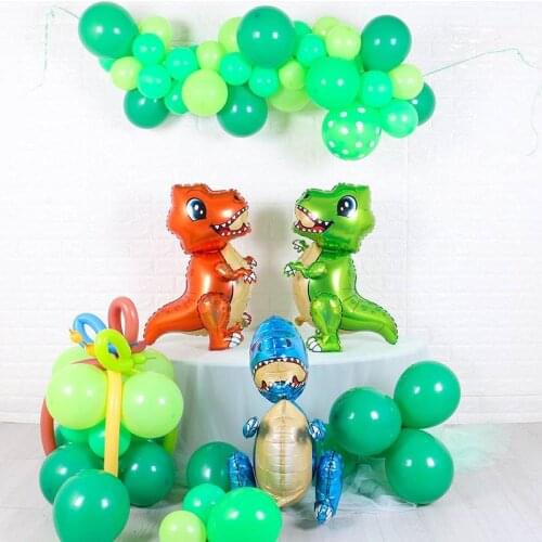 1pcs 4D dinosaur balloons foil standing green dinosaur Red dragon birthday deco party supplies boy kids toys helium globals