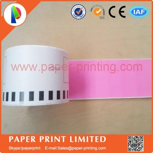 100 Refill Rolls Compatible DK-44605 Pink Label 62mm*30.48M Continuous Compatible for Brother Label Printer Paper DK-4605