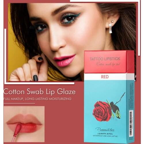 20pcs/set Cotton Swab Lipstick Durable Waterproof Non-Stick Lip Glaze Microbrush Long Lasting Waterproof Disposable Brushes