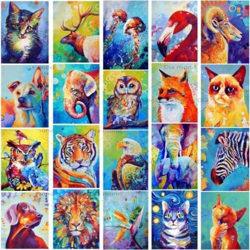 5D Diamond Painting Animals Full Diamond Ancient Egyptian Style Animal Diamond Mosaic Embroidery Cross Stitch Home Decoration