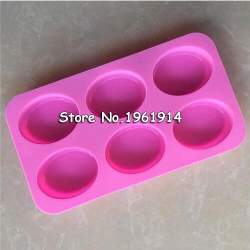 6 Grid Oval Soap Silicone Mold Silicone Mold Chocolate Cake Decorated Round Cheese Pastry Kitchen Baking Tools Cookie Cutter