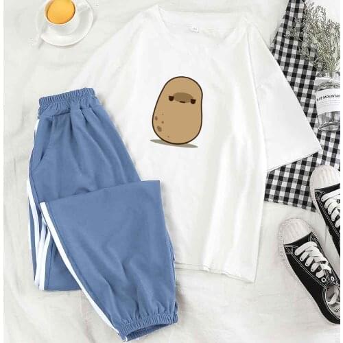 Trousers Women Streetwear Pajama Set Oversized Pj Sets for Women Plus Size 2 Piece Set Trousers Joggers Frustrated Potato Suits