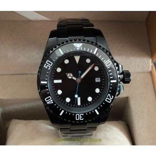 43mm black dial Black ceramic Bezel Automatic Self-Wind movement Men Watch luminous Mechanical watches pvd case gr213-8