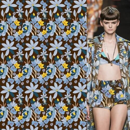 European elegant clothing fabric show the same satin high-quality digital printing fabric summer skirt fabric factory shop