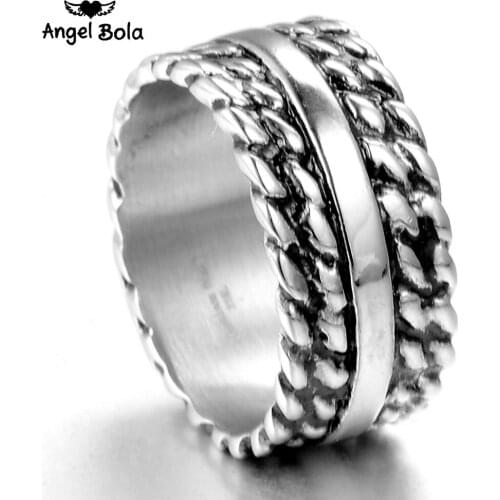 Hot Sale Finger Art Retro Punk Biker Jewelry Wide Chain Ring Buddha Ring Rock to Titanium Stainless Steel Buddha Ring