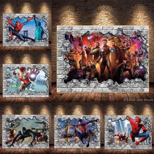 Marvel Anime Spiderman Poster Avengers Superhero Character Canvas Painting Wall Art Prints Picture for Living Room Decor Cuadros