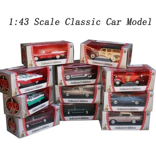 Diecast 1:43 Scale Ford Retro Classic Car Model Metal Die-Cast Toy Simulation Vehicle Adult Collection Gift Collectible Souvenir
