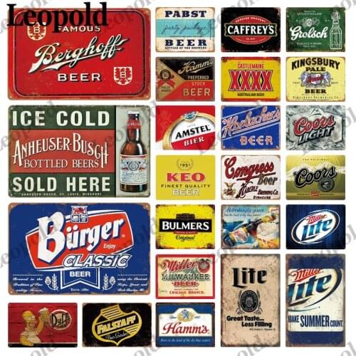 Metal Plaque Beer Letter Series Retro Picture Spray Paint Bar Kitchen Garage Wall Home Decoration