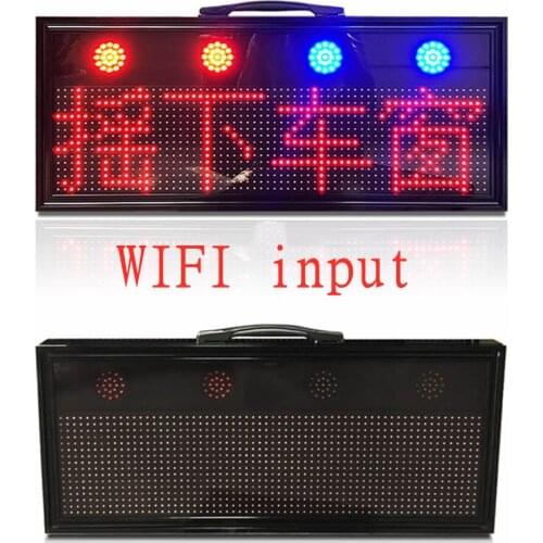 Flashing P10 Outdoor wifi control Led Rolling text Advertising Display Board Red + Blue Light Warning Light Rechargeable Red