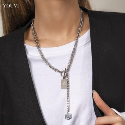 YOUVI Trendy Pendants of Friendship Letter Coin Necklace for Women Fashion Layered Stainless Steel Chains Necklaces on the Neck