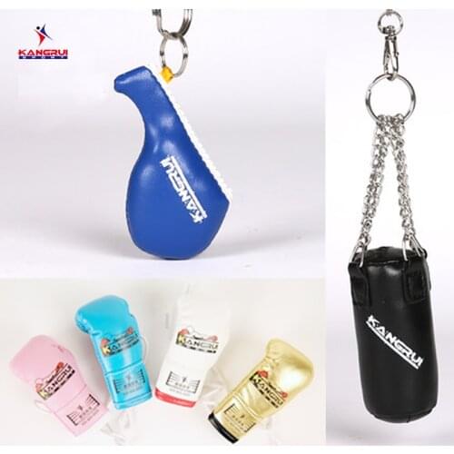 NEW Boxing Gloves Keychains Men punch mini sandbag Plated Sports Key rings Keys gfit for love wholesale Taekwondo single target