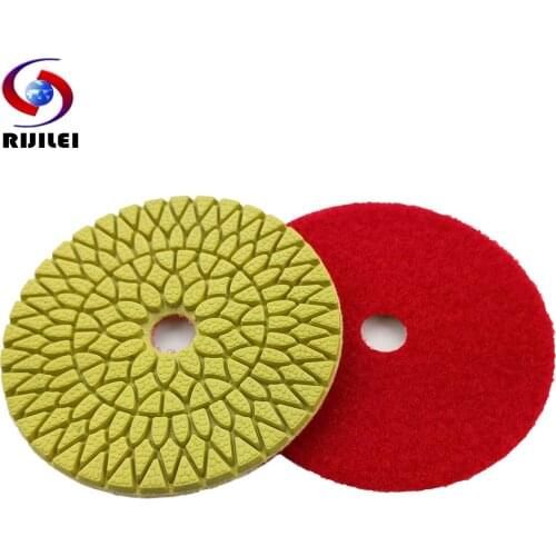 RIJILEI 10 Pcs/Lot 4 Steps 100mm Top Marble Polishing Pads 4Inch Diamond Polishing Pad Granite Wet Flexible Polishing Pad WPD06