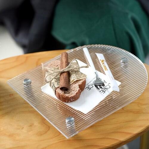 Nordic Transparent Acrylic Iron Dessert Tray Bread Storage Rack Storage Organizer Home Decoration Accessories For Cake Coffee