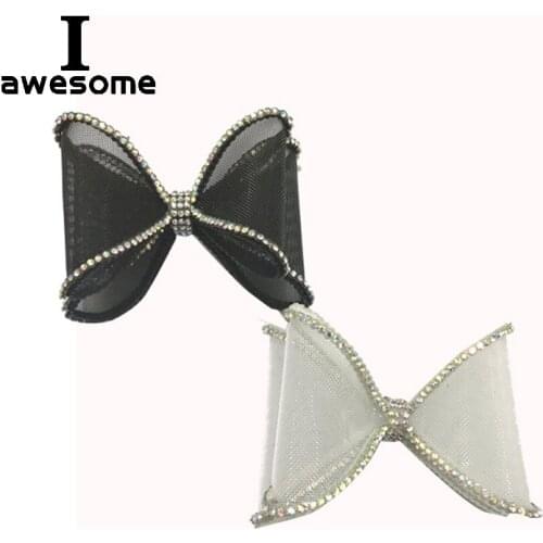 DIY Mesh Bow Knot Bridal Wedding Party Shoes Accessories For High Heels sandals Boots slippers Flats Decorations Black White