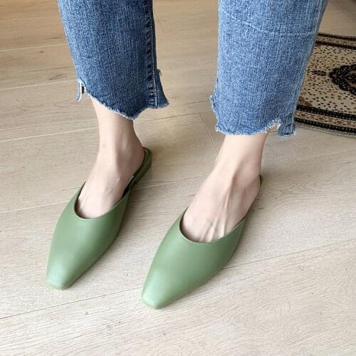 Low Heel Slippers for Women Sandal Mules Femme Pantoufles Designer Slippers Women Outdoor Casual Pu Slipper Woman Summer Sandals