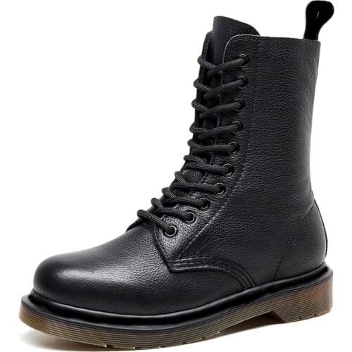 Cozy Soft Leather Ankle Boots Women Spring Autumn Shoes Woman Lace-up Round Toe Gothic Punk Motorcycle Boots for Women Shoes