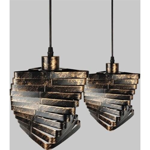 Nordic Retro Iron Vintage Pendant Lights Loft Bar Table Living Room Dining Room Hanging Lights Cross-aisle Diamond Pendant Lamps