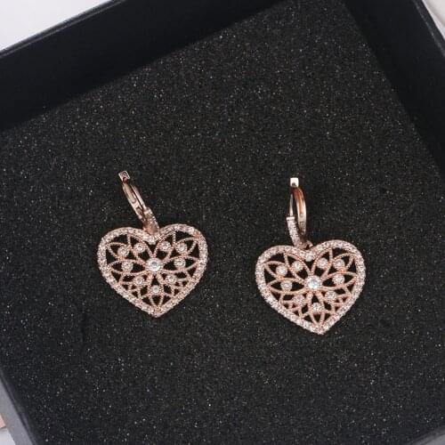 WEIMANJINGDIAN Cubic Zirconia Heart Drop Earrings for Women or Wedding in Gold or Rose Gold Colors
