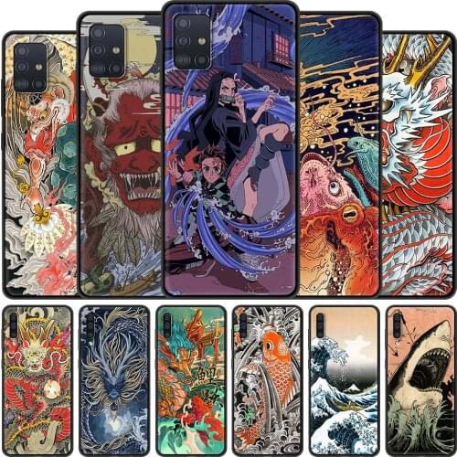 Japan Wave Dragon Phone Case For Samsung Galaxy A51 A71 5G A72 A40 A32 A31 A30 4G A22 A21s A20e A20s A12 A11 A02s Cover Coque