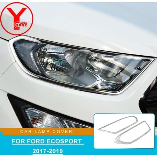 YCSUNZ ABS chrome headlight lamp cover ABS car styling stickers auto parts accessories For ford ecosport titanium 2017 2018 2019
