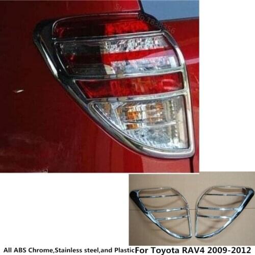 Car Rear tail back Light lamp frame stick chrome ABS cover trim panel hood moulding 2pcs/set For Toyota RAV4 2009 2010 2011 2012