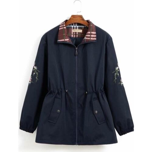 Plus size navy army green women Slim waist parkas jackets 2021 new autumn winter casual ladies coat female tops oversize