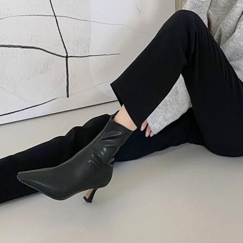 Fashion Women Boots 2020 New Square Head Thick Heel Side Zipper Shoes Ankle Boots Party Fashion High Heels Winter Boot Size33-42