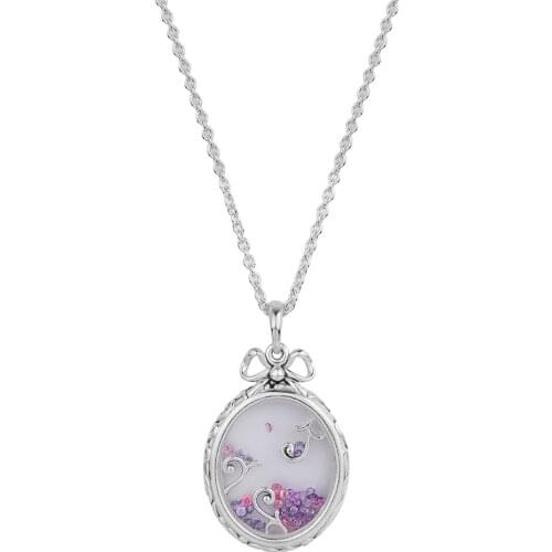 Locket of Dazzle Necklace Multi-Colored CZ Fits Original European Charms Sterling Silver Necklace For Woman DIY Fashion Jewelry