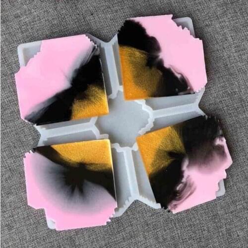 1pc DIY Crystal Silicone Mold Mirror Irregular Cup Pad Table Resin Casting Mould for jeweley Making resin art