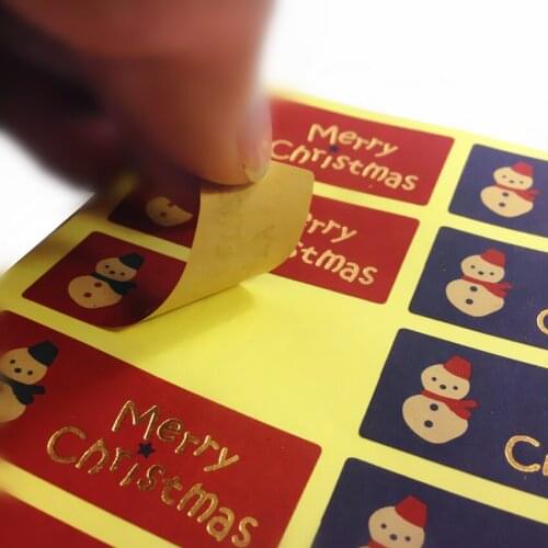 1000PCS/lot Red And Blue Snowman Scrapbooking Gift Sticker Merry Christmas Sealing Sticker Self-adhesive free shipping