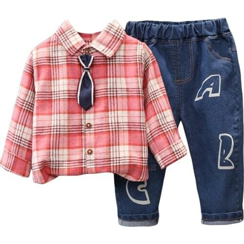 Autumn Children Baby Boys Girls Clothes Infant Gentleman Thick Velvet Plaid Shirt Pants 2Pcs/sets Clothing Kids Suits 0-4 Ages