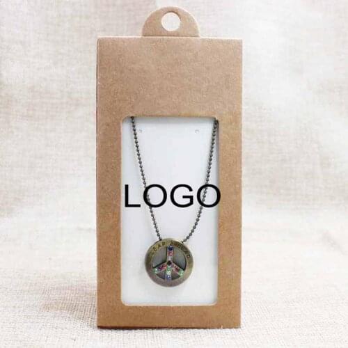 30pcs Custom Logo gift package& display window box candy box with hanger necklace /earring jewelry packing window box