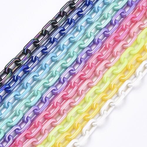 5 Strands Acrylic AB Color Oval Opaque Cable Chains Findings For DIY Crafts Jewelry Making 13x8x2mm 19.68 Inches(50cm)/strand