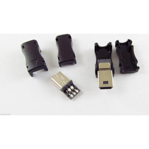 500pc Mini USB 5 Pin Male Plug Socket Connector with Plastic Cover for DIY