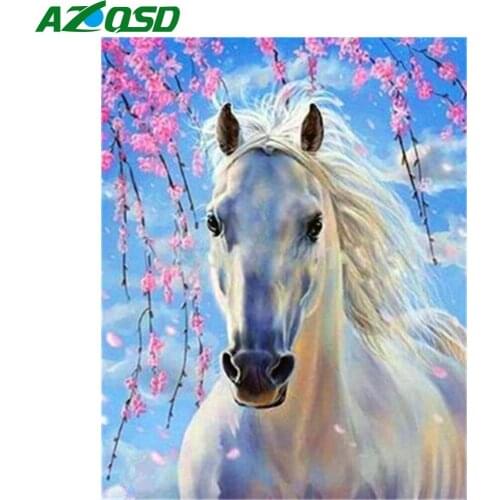 AZQSD Frame Coloring By Number Horse Acrylic DIY Unique Gifs Paint By Numbers On Canvas Handpainted Modern Wall Art