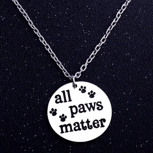 Bespmosp 24PC/Lot Wholesale Charm All Paws Matter Pendant Chain Necklace Pet Rescue Lovers Dog Cat Paws Print Jewelry Hot Gifts