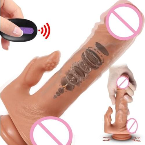 Wireless Control Vibration Dildo Female Masturbation Suction Cup Realistic Dildo for Women G-spot Massage Vibration Penis SexToy