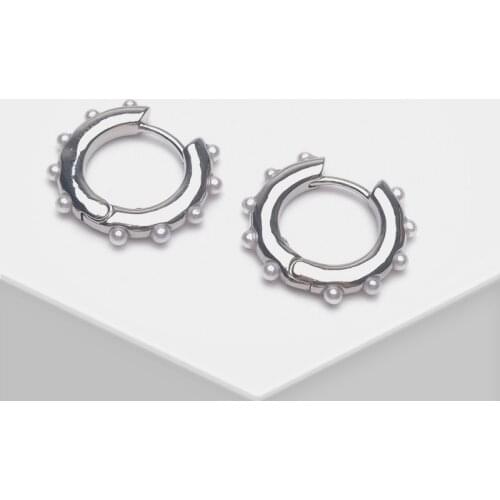 Amorita boutique Simple small circle set with artificial pearl hoop earrings