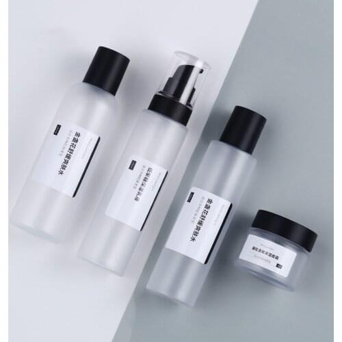 50ml 150ml 190ml Frosted matte black lotion pump Dispenser Lotion Cream Bottle Cosmetic Empty Refillable PET Plastic Packaging